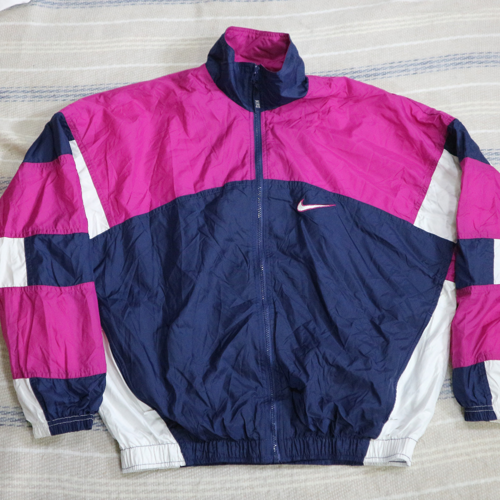 NIKE Purple/Navy Big Back Swoosh Track Jacket VTG - Picture 3 of 8